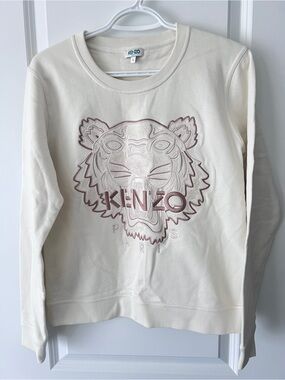 KENZO Cream Sweatshirt with Embroidered Tiger